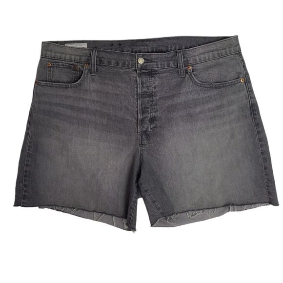 GAP washed grey cheeky‎ high rise cutoff denim midi shorts 35/20 - Picture 2 of 11